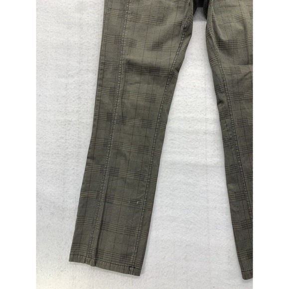 F.J.S.A.I Pants Men Size Size 34/32 Khaki Embellish Pockets Zippers Plaid Check - Picture 7 of 16